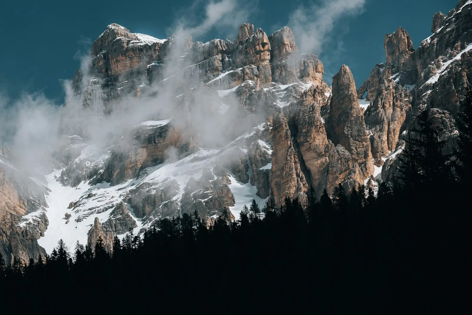 Snow-covered mountains above Cortina d'Ampezzo
